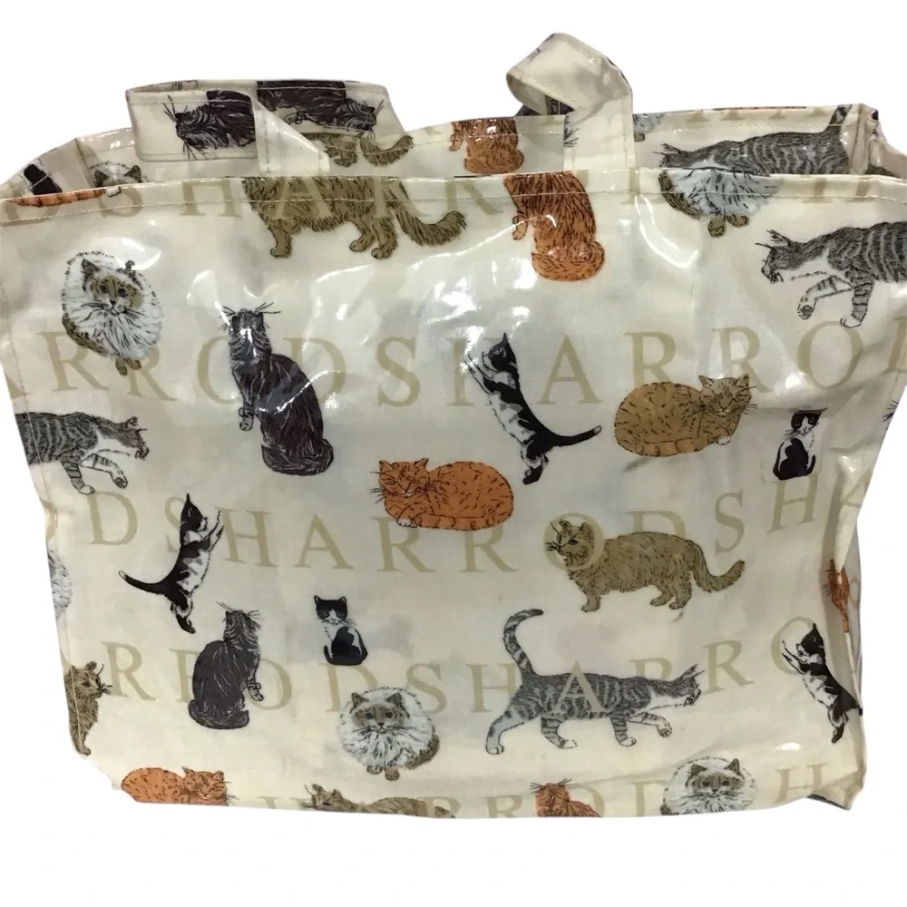 Harrods Cat Print Tote Bag - Cream and Multicolor